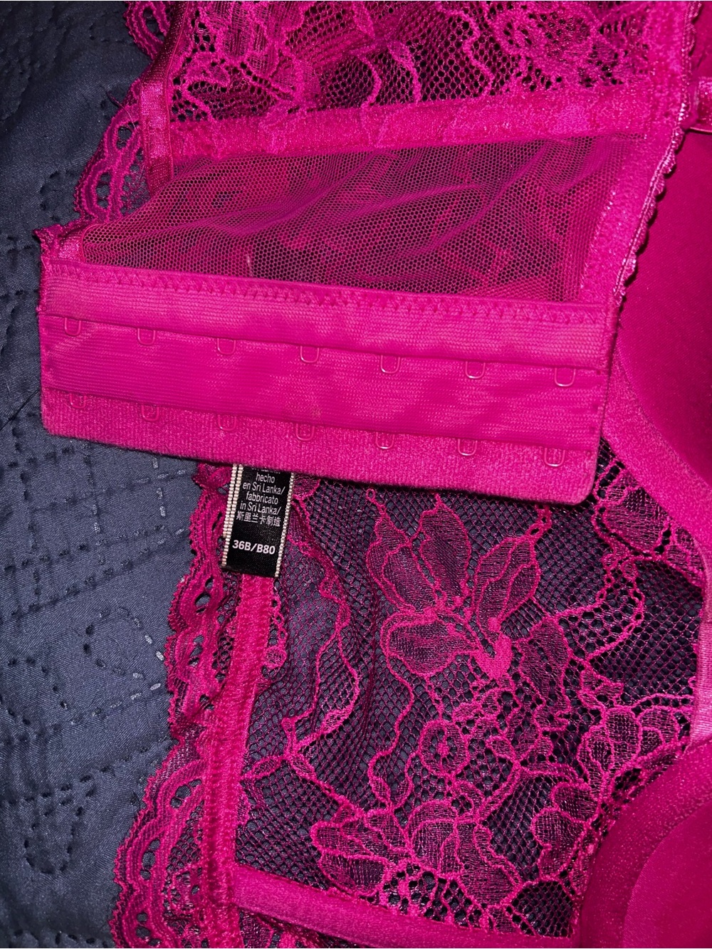 Victoria's Secret push-up Hot Pink Lace L Bustier Bra with Rhinestone Straps - Picture 3 of 3